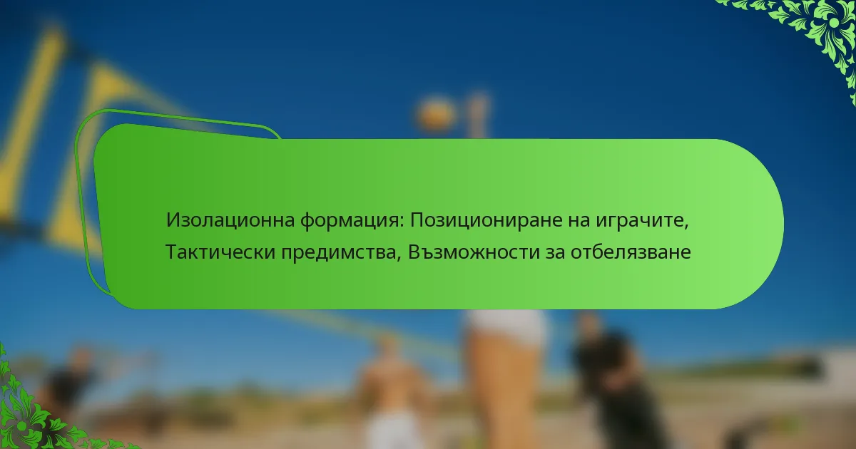Изолационна формация: Позициониране на играчите, Тактически предимства, Възможности за отбелязване