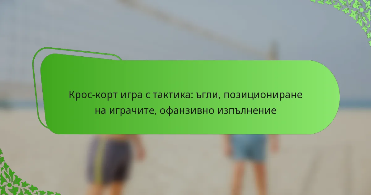 Крос-корт игра с тактика: ъгли, позициониране на играчите, офанзивно изпълнение