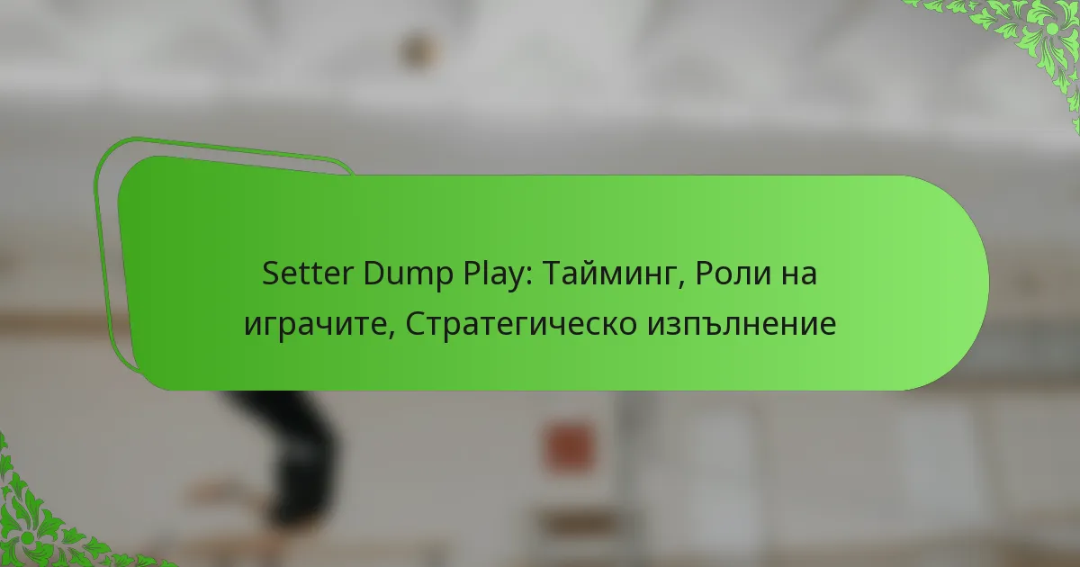 Setter Dump Play: Тайминг, Роли на играчите, Стратегическо изпълнение