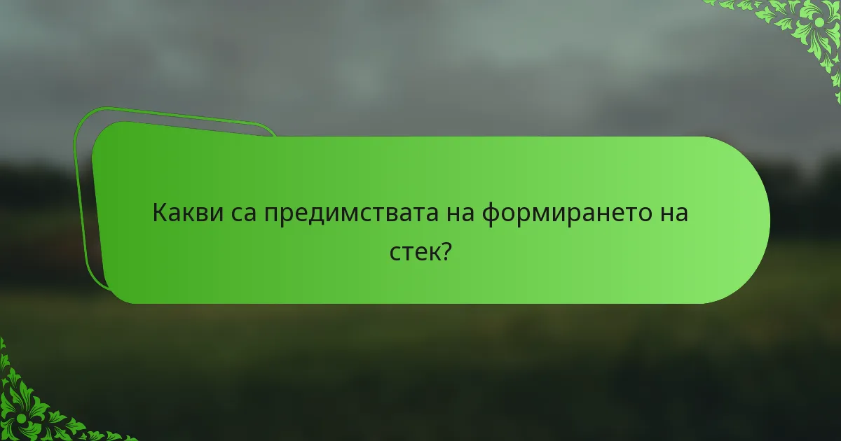 Какви са предимствата на формирането на стек?